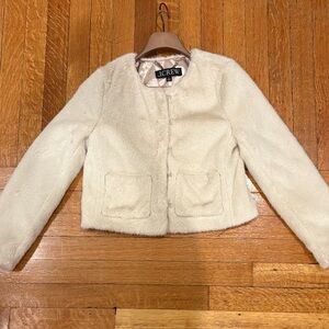 J. Crew Collection Ivory Faux Fur Coat